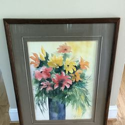 Costa Rican Artist Watercolor Flower Painting 