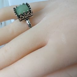 Green Moonstone Ring, Size 8