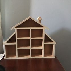 Wall Small Wooden House Shelf 