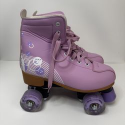 Roller Skates for Girl and Women, PU Leather Light up Kids Roller Skates, Cute Adjustable Four-Wheel Beginner Youth Roller Skates 