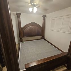 Solid Wood King Bedroom Set – Heavy, Elegant, Great Condition