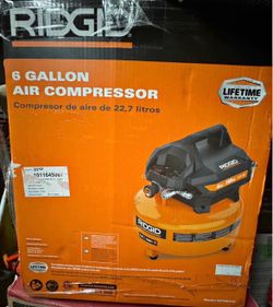 RIDGID 6 Gal. 150 PSI Portable Electric Oil-Free Jobsite Pancake Air Compressor with Dual Pressure G