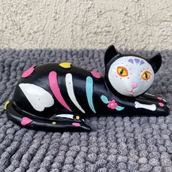 Day Of The Dead Cat Figurine 7”.