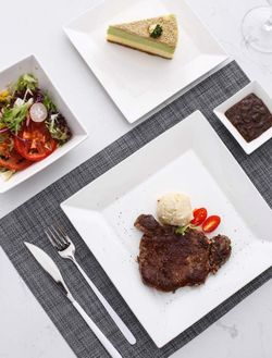 Off-White Porcelain 24-piece Dinnerware Set for 6, Square Plates and Bowls