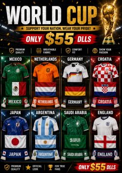 World Cup jerseys flags scarves