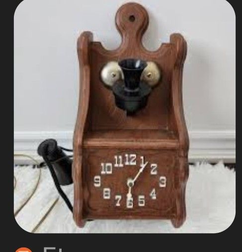 Old Timey Antique Edison Phone Wall Hanging Decor Clock Does Not Work