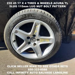 235 45 17 X 4 Tires & Wheels Off Acura TL With 5lug 115mm Lug Nut Bolt Pattern. 