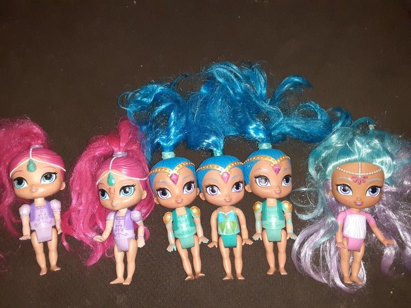 Shimmer and shine 6” genies dolls bundle lot of 6 dolls see photos. Multi colors