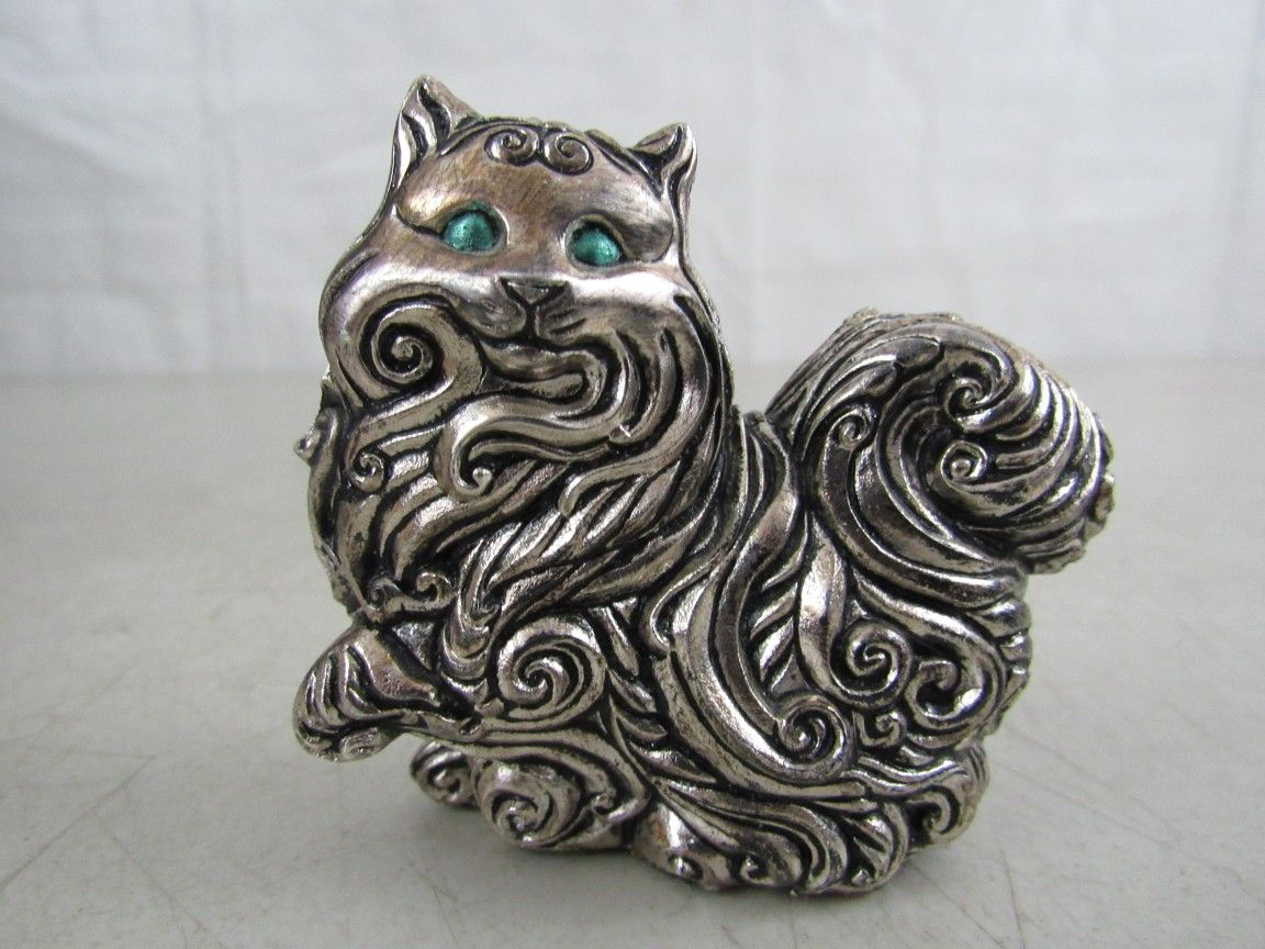 The Franklin Mint Curio Cabinet Art Nouveau Metal Cat Rare