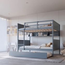 FULL OVER FULL BUNK BED WITH PULL-OUT TRUNDLE
