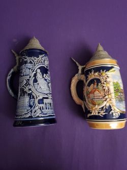 Antique Lidded German Steins