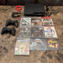Sony Playstation 3 PS3 + 500 GB Hard Drive with 40+ Games pre installed + 2 Controllers