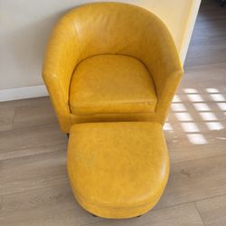 PU Leather Single Chair With Ottoman 