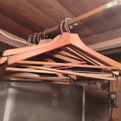 8 Vintage Wooden Clothes Hangers