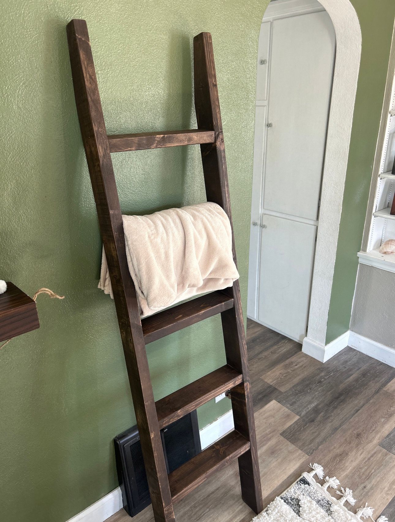 real wood hand made blanket ladder
