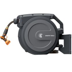 Giraffe Tools Retractable Garden Hose Reel 1/2 Inch x 100 ft, Super Heavy Duty, Any Length Lock, Slow Return System, Wall Mounted and 180 Deg Swivel M