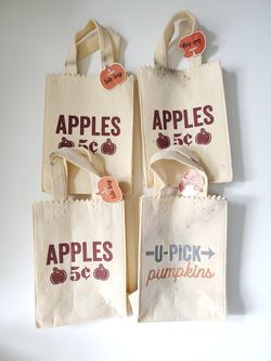 Halloween pumpkins apples felt bag tote