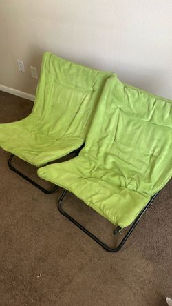 Green folding chairs