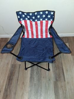 American Flag Folding Camp Chair with Cup Holder