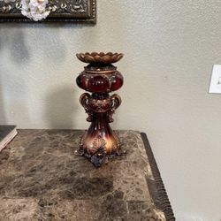 Vintage Decorative Candle Holder – Red & Bronze Accent Piece