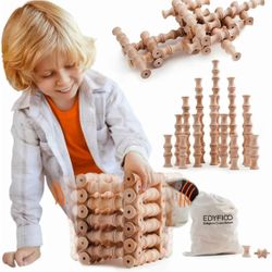 New In Box!!  Edyfico Wooden Building Blocks With Interactive Cards And Storage Bag $15 (617)