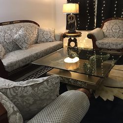 Luxury Antique Versace Living Room Set + Rug (8 Pieces) 