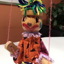 Dancing Clown String Controlled Puppet, 15” tall