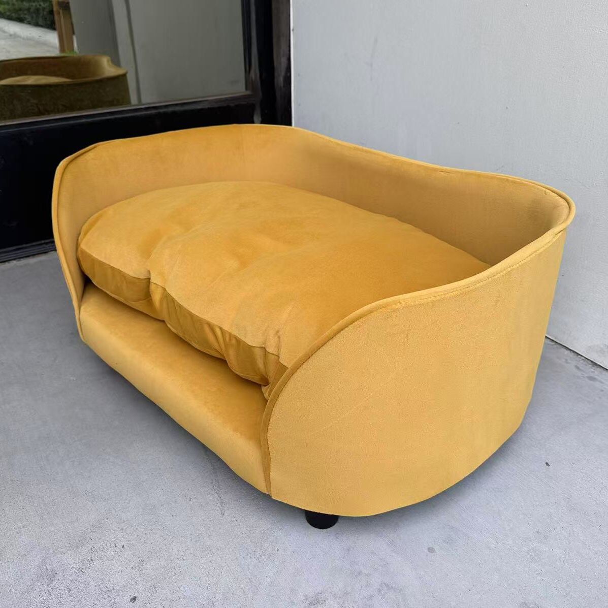 New In Box 27x17x12 Inch Tall Yellowish Orange Color Dog Cat Pet Futon Sofa Bed Lounge Furniture Sleeping Removable Cushion