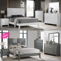 4- Pc Bedroom set Dresser,Mirror  Nightstand (1) Queen size bed frame  Not including Mattress and Box Sp
