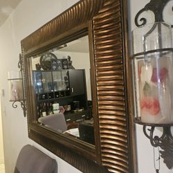 Decorative Wall Mirror with Candle Holders