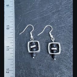Lava rock beads, Crystal spacer, Silver Hooks