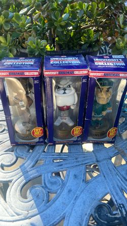 Three University Bobble Heads In Box 