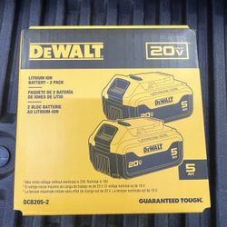 DEWALT 20V MAX Premium Lithium-Ion 5.0Ah Battery Pack (2 Pack