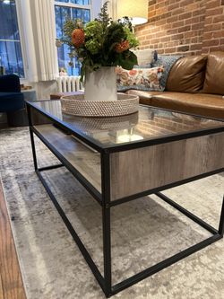Glass-Top Coffee Table With Shelf