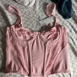 Urban Outfitters light pink lace corset top - medium.