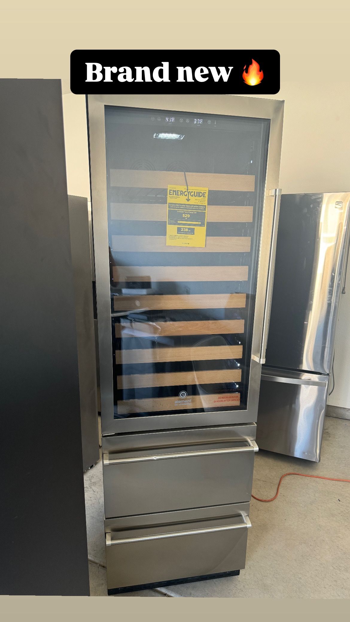 Brand New 23.8 inch Element by VinoTemp Wine Refrigerators with extra space.