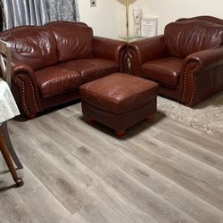 Brown Leather Sofa Set