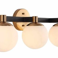 0787: NEW JONATHAN Y JYL3542A Modernist Globe 24" 3-Light Metal/Frosted Glass Modern Contemporary LED Vanity Midcentury Glam 2700K LED 4W Bulbs Entryw