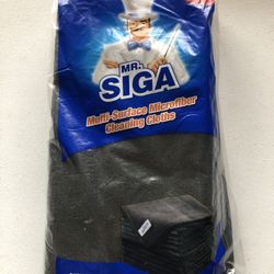 Mr. Siga Multi Surface Microfiber Cleaning Cloths - 12 Pcs Black, NEW 