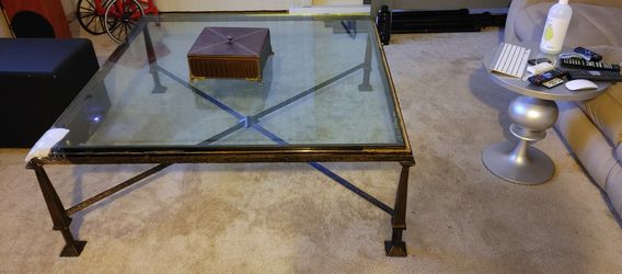 Solid Iron/Brass Table with Glass Center