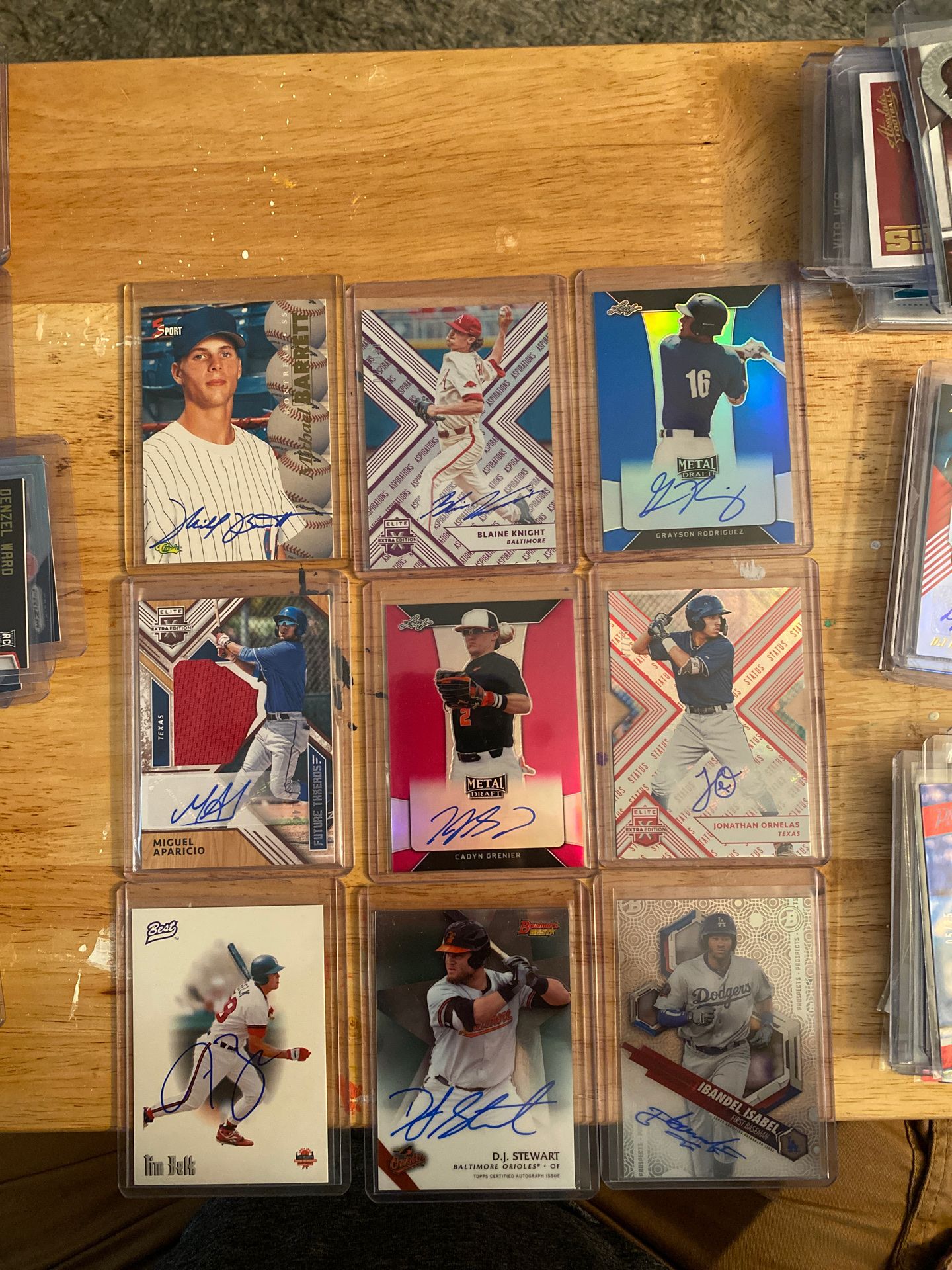 Autographed baseball cards