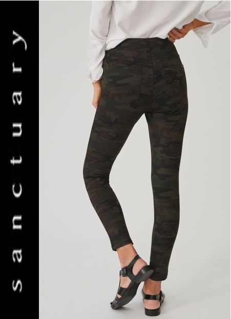 Anthropologie Sanctuary High-Rise Runway Ponte Leggings in Forest Camo Size M
