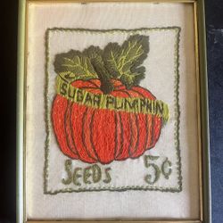 Framed Pumpkin Cross Stich