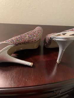 Silver & Magnetta Glitter Open Toe Slingback Sandals