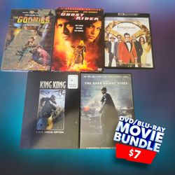 DVD/Blu-ray Movie Bundle - The Goonies, Ghost Rider, Kingsman The Golden Circle 4K, King Kong, The Dark Knight Rises - Excellent Used Condition - $7