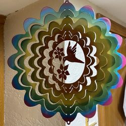 3D Wind Spinner 9” Hummingbird Multi Color 
