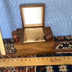 Vintage Decatur Industries Walnut 6 Pipe Stand Rack Holder, Humidor