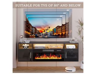 Floating fireplace tv stand