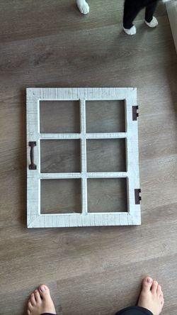 Distressed White Wooden Window Frame Wall Decor