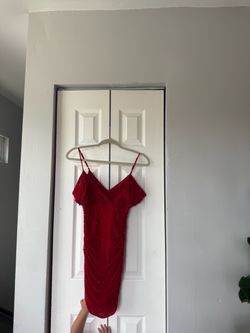 Red Bodycon Mini Dress with Embellishments